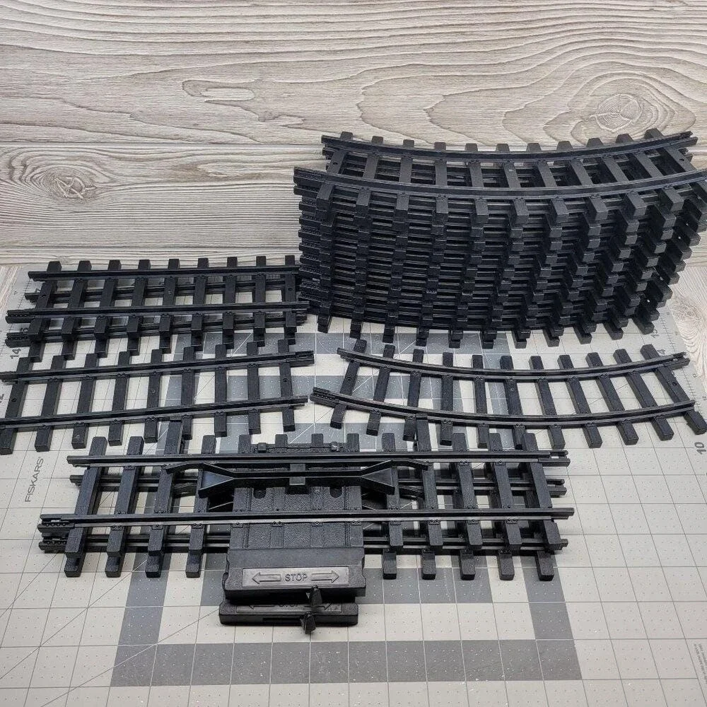 New Bright Train Track G Scale Black Curved Straight Stop Go Switch Pieces 16 pc